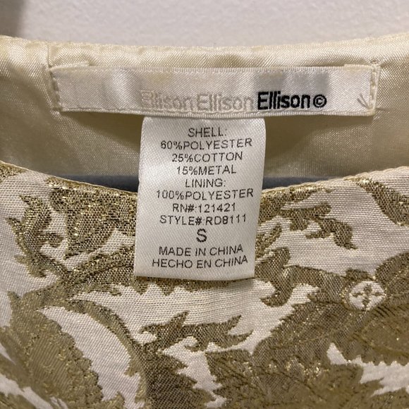 White and gold jacquard formal dress - Ellison, Size Small - Picture 3 of 4